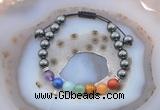 CGB6450 8mm round hematite 7 chakra beads adjustable bracelets