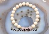 CGB6456 8mm round matte white fossil jasper & rose quartz beaded bracelets