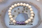 CGB6457 8mm round matte white fossil jasper & amethyst beaded bracelets