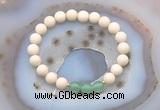 CGB6462 8mm round matte white fossil jasper & green aventurine beaded bracelets