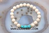 CGB6463 8mm round matte white fossil jasper & turquoise beaded bracelets