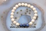 CGB6464 8mm round matte white fossil jasper & sodalite beaded bracelets