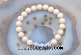 CGB6469 8mm round matte white fossil jasper & blue lace agate beaded bracelets