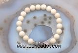 CGB6470 8mm round matte white fossil jasper & Botswana agate beaded bracelets