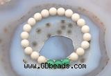 CGB6471 8mm round matte white fossil jasper & green agate beaded bracelets