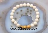 CGB6472 8mm round matte white fossil jasper & golden tiger eye beaded bracelets