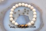 CGB6473 8mm round matte white fossil jasper & yellow tiger eye beaded bracelets