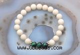 CGB6476 8mm round matte white fossil jasper & green tiger eye beaded bracelets