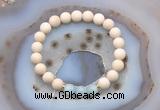 CGB6481 8mm round matte white fossil jasper & aquamarine beaded bracelets