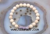 CGB6482 8mm round matte white fossil jasper & lavender amethyst beaded bracelets