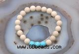 CGB6491 8mm round matte white fossil jasper & blue howlite beaded bracelets