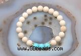 CGB6492 8mm round matte white fossil jasper & blue howlite beaded bracelets