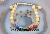 CGB6502 8mm round honey jade 7 chakra beads adjustable bracelets