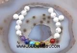 CGB6505 8mm round white howlite 7 chakra beads adjustable bracelets