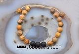 CGB6584 8mm round picture jasper & black lava adjustable bracelets