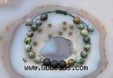 CGB6590 8mm round African turquoise & black lava adjustable bracelets