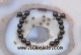 CGB6598 8mm round smoky quartz & rose quartz adjustable bracelets