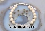 CGB6606 8mm round white fossil jasper & rose quartz adjustable bracelets