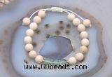 CGB6613 8mm round white fossil jasper & green fluorite adjustable bracelets