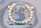 CGB6617 8mm round white fossil jasper & amazonite adjustable bracelets