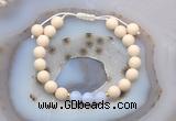 CGB6619 8mm round white fossil jasper & blue lace agate adjustable bracelets