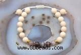 CGB6620 8mm round white fossil jasper & Botswana agate adjustable bracelets