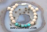 CGB6624 8mm round white fossil jasper & blue sea sediment jasper adjustable bracelets