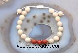 CGB6627 8mm round white fossil jasper & green sea sediment jasper adjustable bracelets