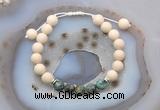 CGB6638 8mm round white fossil jasper & African turquoise adjustable bracelets