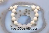 CGB6646 10mm round white fossil jasper & rose quartz adjustable bracelets