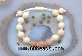 CGB6649 10mm round white fossil jasper & moonstone adjustable bracelets