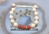 CGB6656 10mm round white fossil jasper & fire agate adjustable bracelets