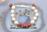 CGB6657 10mm round white fossil jasper & red jasper adjustable bracelets