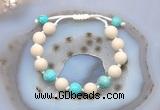 CGB6658 10mm round white fossil jasper & blue sea sediment jasper adjustable bracelets