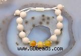 CGB6667 10mm round white fossil jasper & yellow banded agate adjustable bracelets