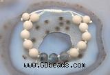 CGB6673 10mm round white fossil jasper & labradorite adjustable bracelets