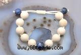 CGB6727 12mm round white fossil jasper & sodalite adjustable bracelets