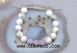 CGB6740 10mm round white howlite & lavender amethyst adjustable bracelets