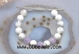 CGB6741 10mm round white howlite & lavender amethyst adjustable bracelets