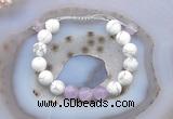 CGB6744 10mm round white howlite & lavender amethyst adjustable bracelets