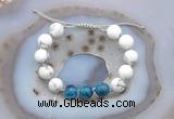 CGB6747 Hand-knotted 10mm round white howlite & apatite adjustable bracelets