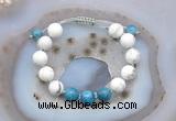 CGB6751 Hand-knotted 10mm round white howlite & apatite adjustable bracelets