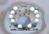 CGB6752 Hand-knotted 10mm round white howlite & apatite adjustable bracelets