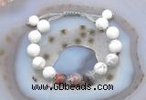 CGB6756 10mm round white howlite & botswana agate adjustable bracelets