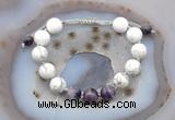 CGB6761 10mm round white howlite & dogtooth amethyst adjustable bracelets