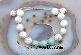 CGB6766 10mm round white howlite & amazonite adjustable bracelets