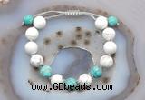 CGB6767 10mm round white howlite & amazonite adjustable bracelets