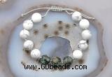 CGB6771 10mm round white howlite & African turquoise adjustable bracelets