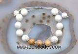 CGB6772 10mm round white howlite & yellow crazy agate adjustable bracelets