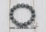 CGB6822 10mm, 12mm eagle eye beaded bracelet with alloy pendant